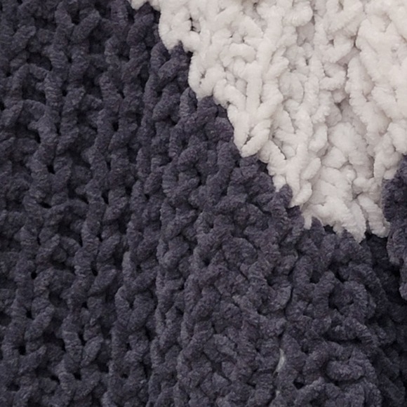 POL Cardigan Large Hooded Striped Gray White Chunky Knit - Picture 4 of 11